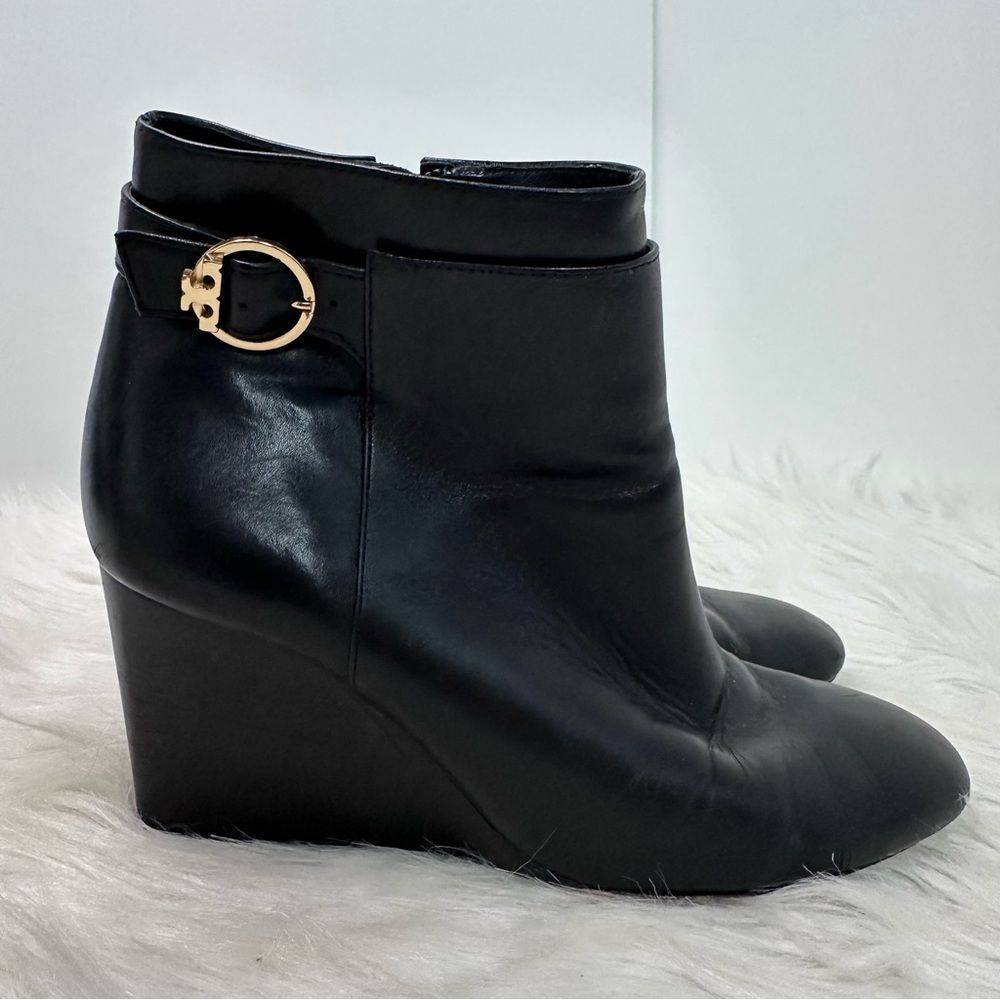 Tory Burch‎ Sofia Wedge Bootie Black Nappa Leather